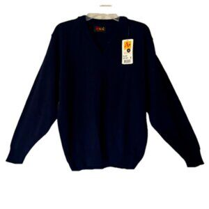 NWT Men’s Navy Blue V-Neck Pullover Long Sleeve Sweater Size M